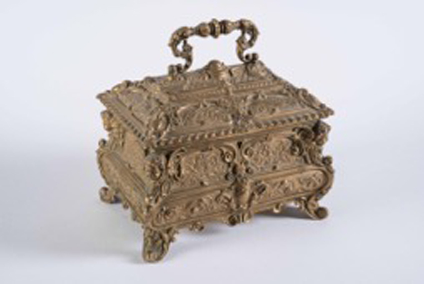 19th Century Continental Brass Jewelry/Trinket Box