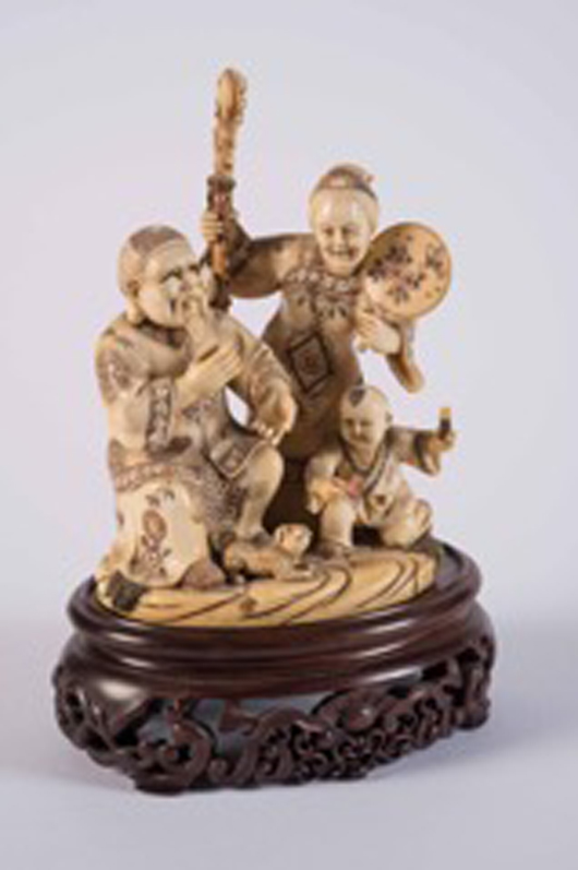 Carved Japanese Ivory Okimono/Netsuke Figure Group