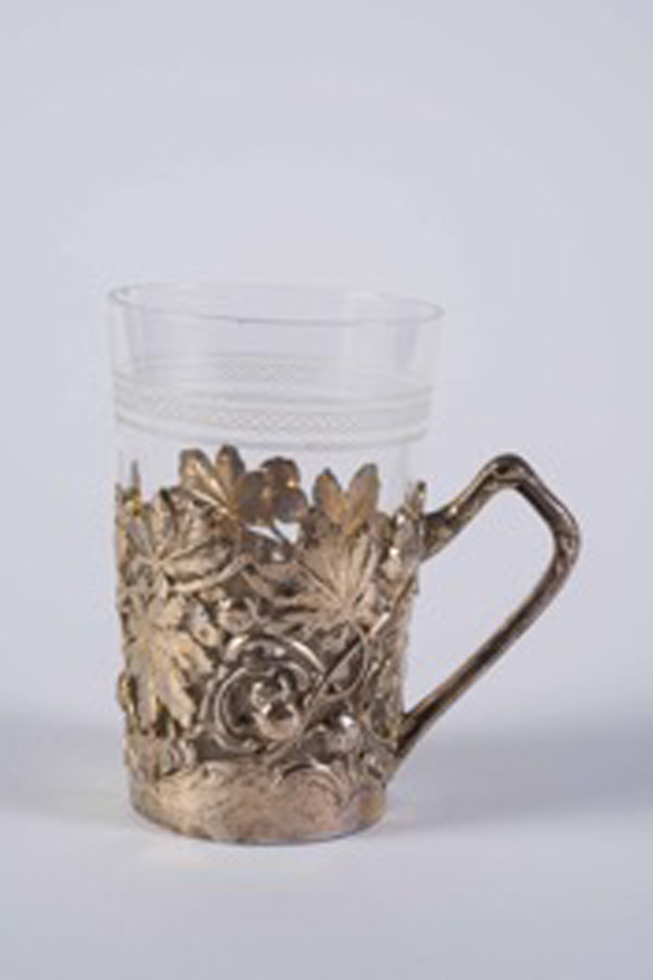 Continental Silver Plated and Glass Coffee Cup