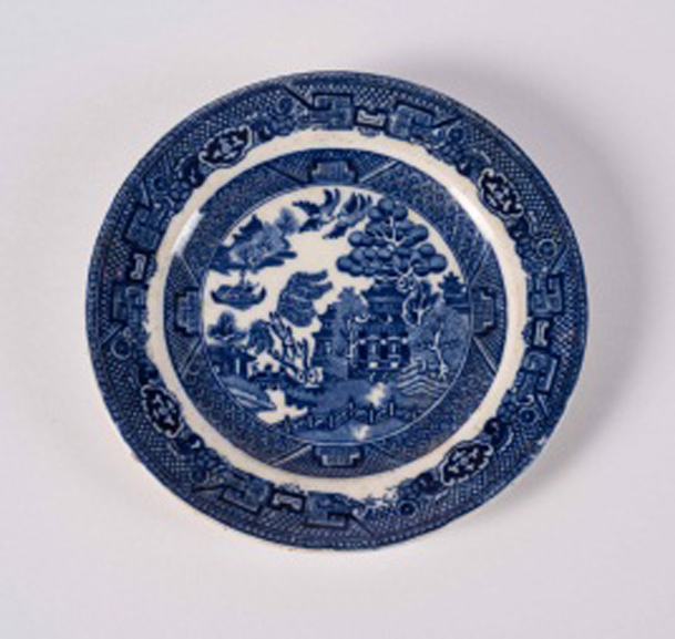 Blue and White Victorian Style Plate