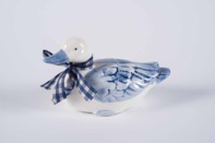 Vintage Delft Style Blue and White Hand Painted Porcelain Duck