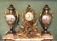19th Century French Ormolu and Bronze Porcelain Mantle Clock by Sevres