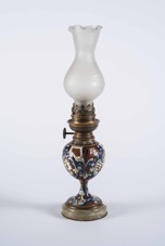 19th Century French Champlevé Oil Lamp