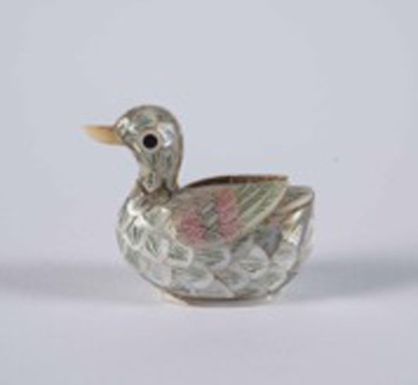 Chinese 19th Century Mother-of-Pearl Inlaid Duck 