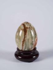 Onyx Egg Shaped Weight on Wood Stand