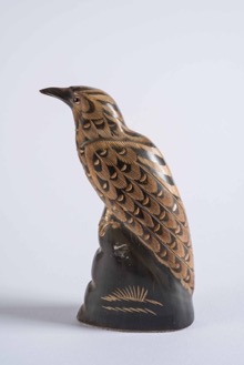 Carved Horn Figurine of a Resting Bird