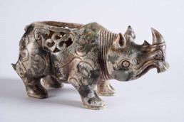 Oriental Carved Stone Figurine of a Rhinoceros