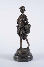 French Bronze Sculpture of a Peasant Lady