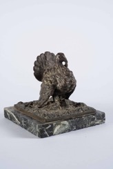 Bronze Sculpture of a Turkey on Marble Base