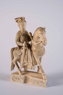 Carved Ivory Statue of a Woman on Horse
